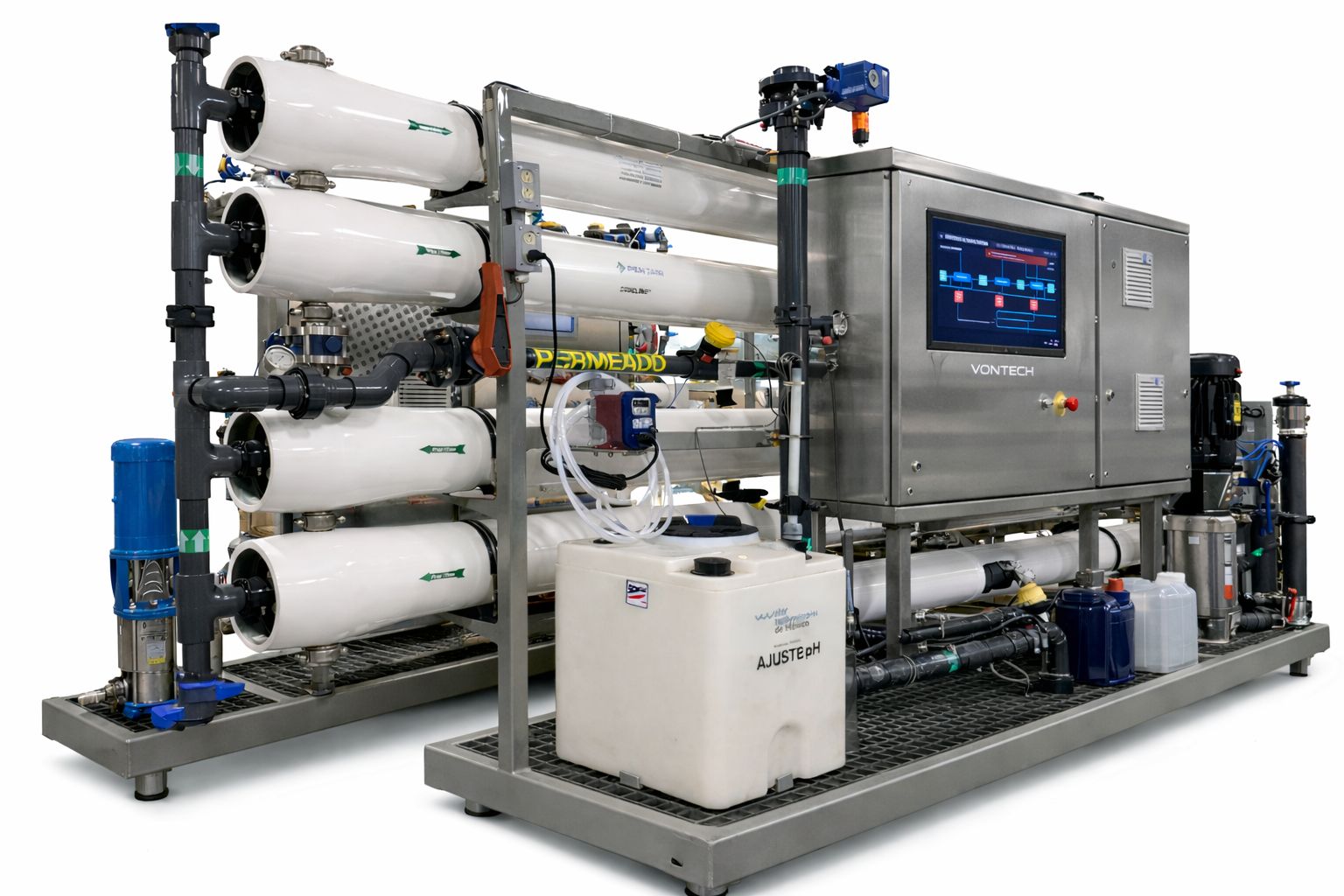 Vontech ultrafiltration system with HMI touchscreen control panel